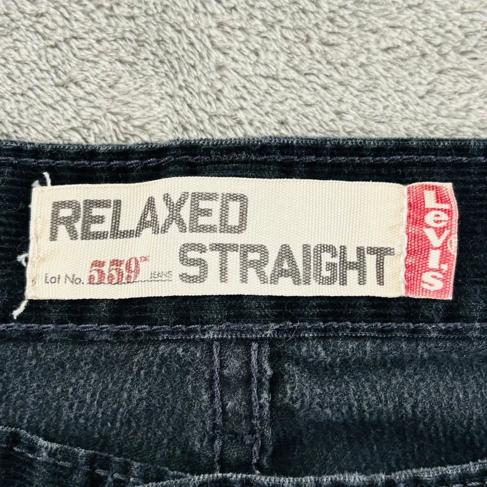 Levi's 559 Corduroy Pants Mens 36x32 Black Relaxed Fit Straight Leg‎ Y2K Baggy
